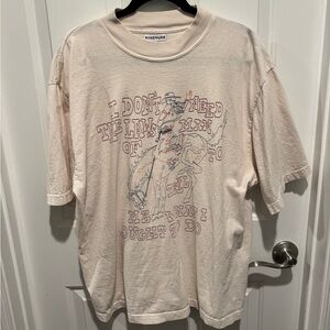 Homework Cream Western Graphic Mock Neck T-Shirt Size L